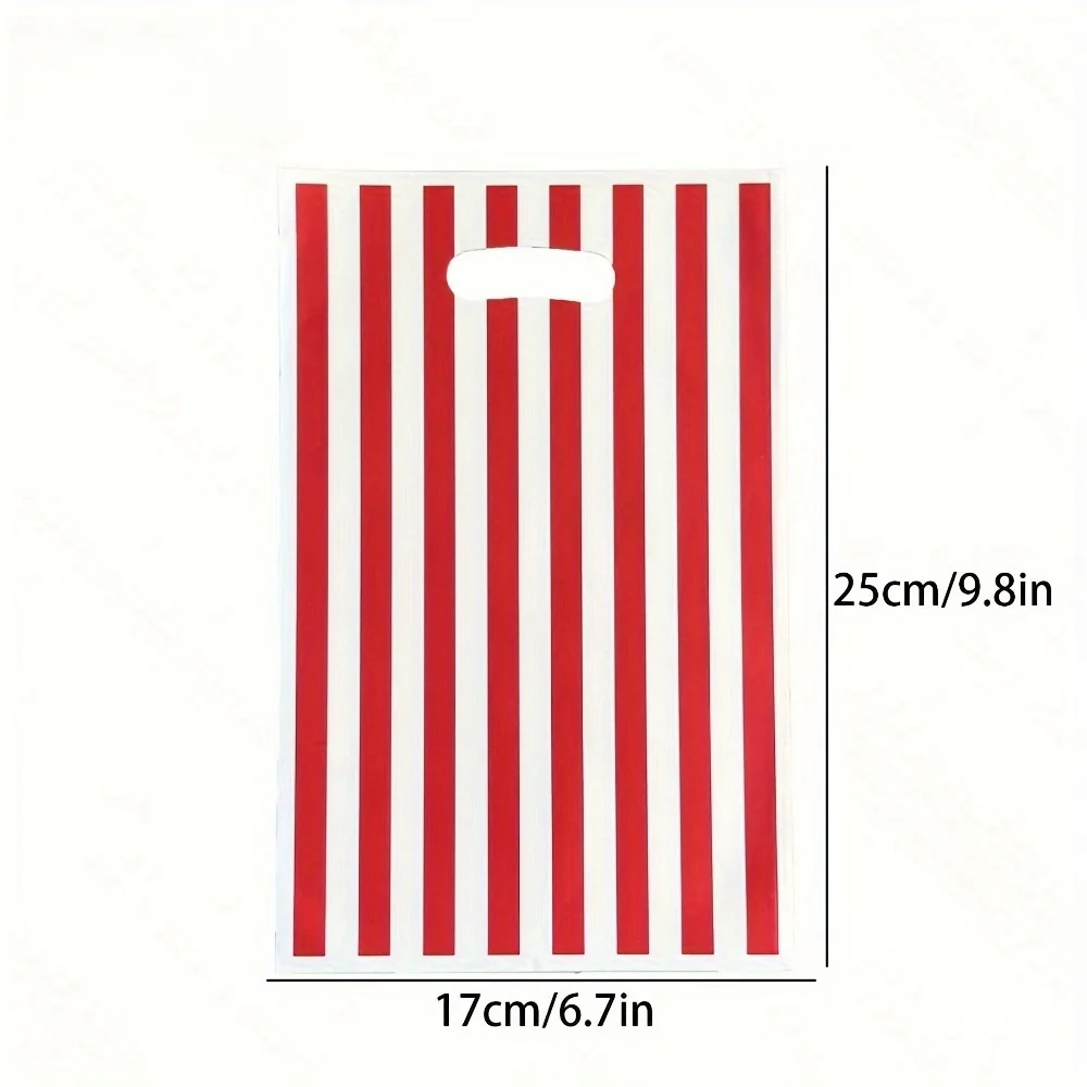 10-20pcs simple striped plastic bag candy snack party with handle gift bag holiday birthday gift bag