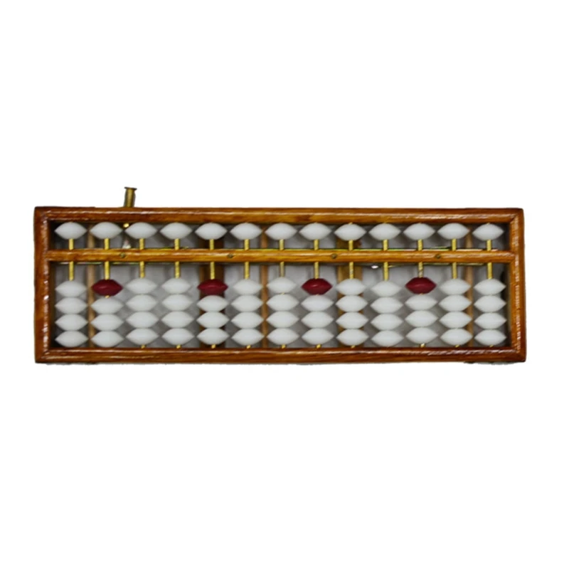 Chinese Abacus Calculator Traditional Wooden Abacus with Reset Button Kid Counting Toy for Student Teacher Math Teaching