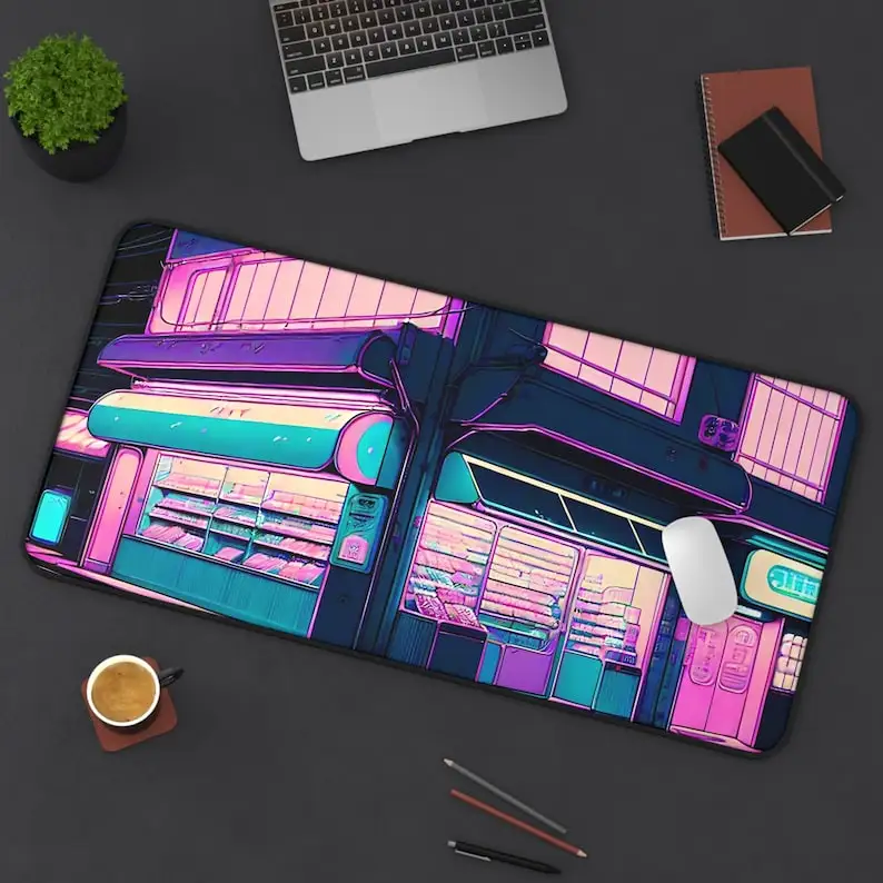 

Tranquil Tokyo Convenience Store,cute Kawaii Desktop Decorations, Artistic Style Desk Mat,anime Deskmat,perfect Gift for Friends