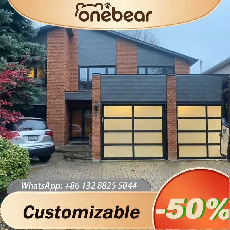 Any Size Custom Modern Double Layer Aluminum Alloy Electric Garage Door Silent Remote Control Insulated Steel Panel For Villa