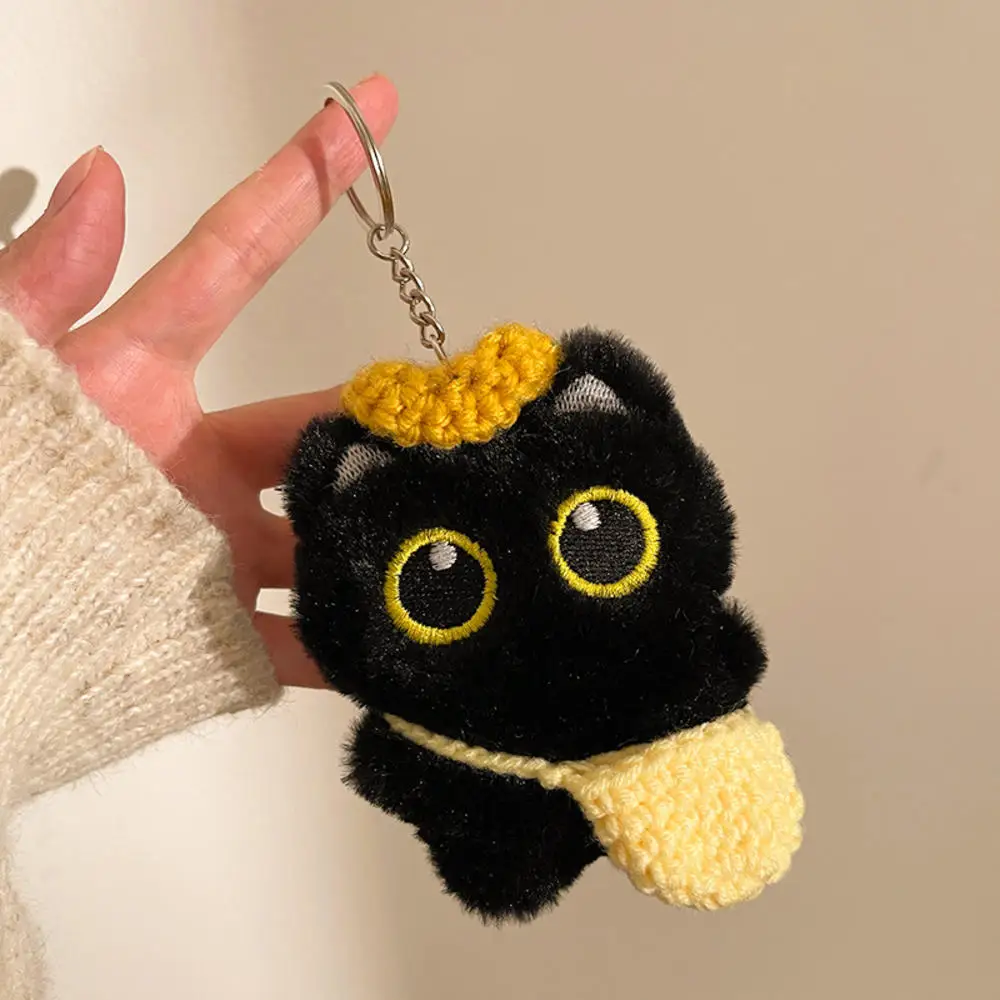 Nette Plüsch Big Eyed Schwarze Katze Puppe Anhänger Mädchen Rucksack Puppe Anhänger Paar Tasche Schlüsselbund Telefon Charms Tasche Anhänger Zubehör