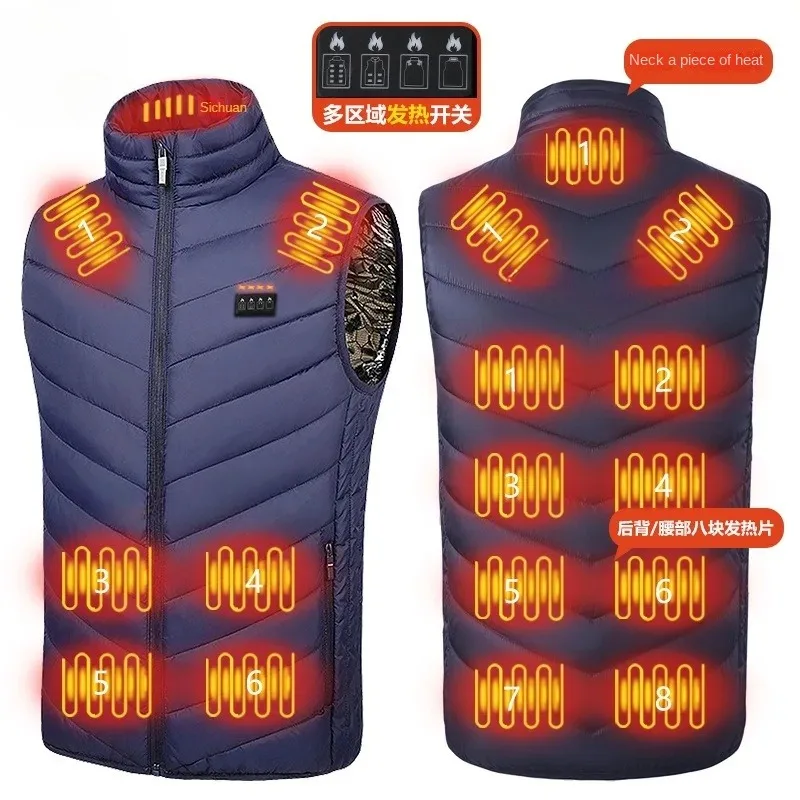 Heating Vest Men's USB Infrared Thermal Jacket Smart Heating Clothes New Winter Cold-proof Thick Sleeveless Coat Hiking Accessor