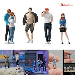 Painted Miniature 1/64 Girl Boy Roles Mini Figurine Doll Model Scene Photography Props For Car Vehicles Display Collection Decor