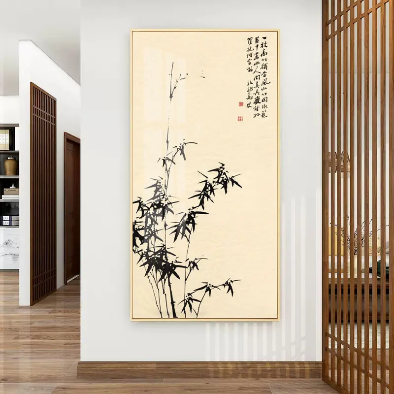 Chinese Bamboo Style Canvas Print Painting Poster Large Size Wall Picture Art Hallway Porch Living Room Office Home Decoration