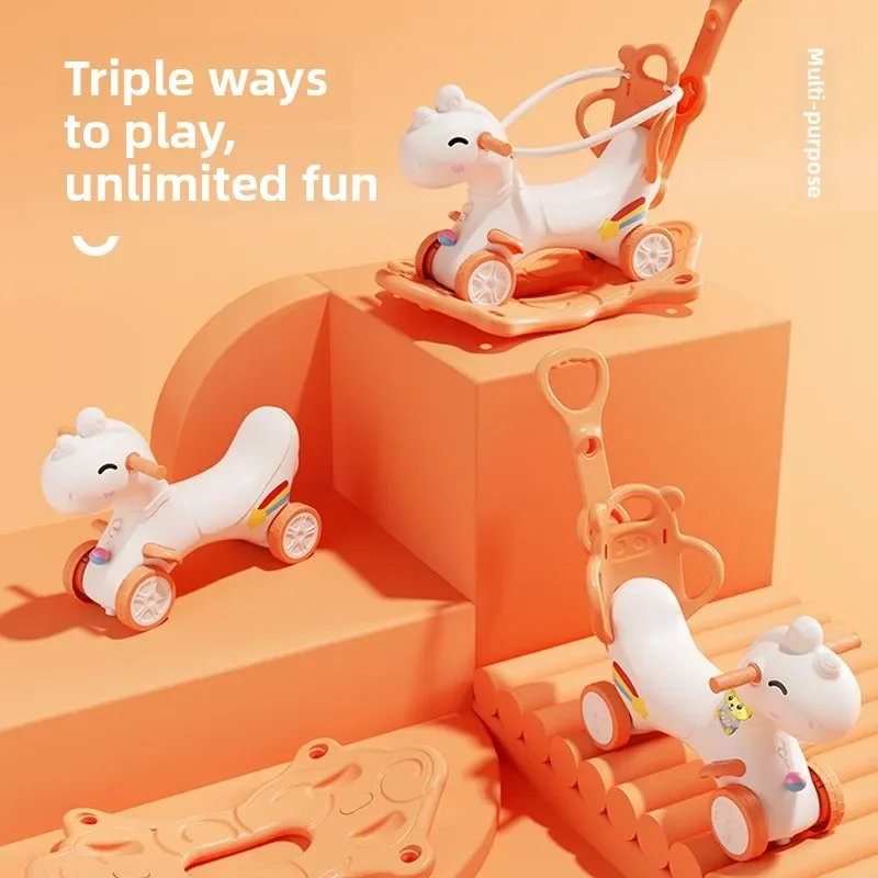 3-w-1 Koń na Biegunach Zabawka dla Niemowląt Małych Dzieci Zestaw do Zabawy dla Chłopców Dziewczynek Unisex Zabawki do Jazdy dla Dzieci w Wieku 1-6 Lat