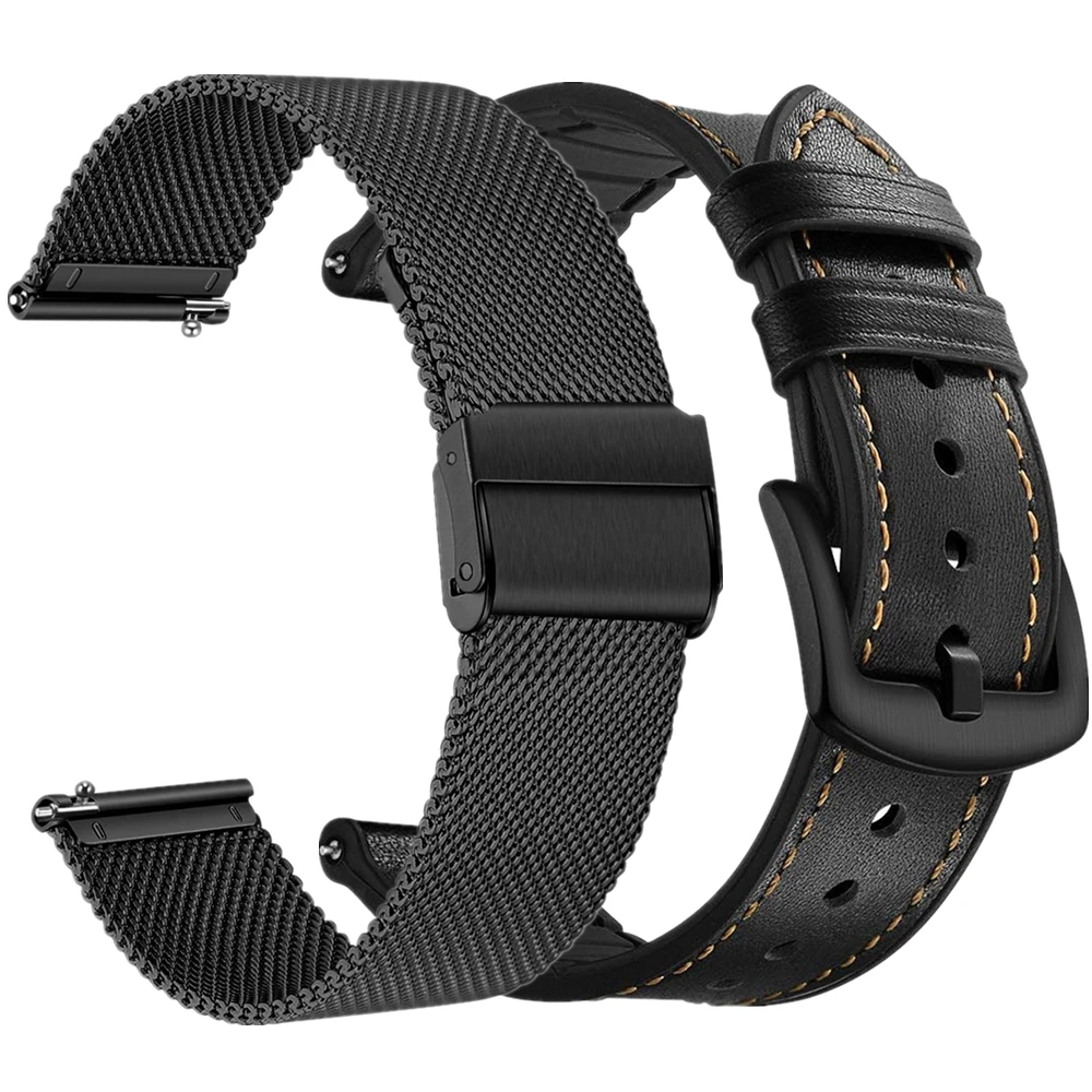 

GT 2 Watch Band For Huawei Samsung Galaxy Watch 46mm/42mm/Active2 40mm 44mm Strap Gear S3 Stainless Steel Leather Wrist Bracelet