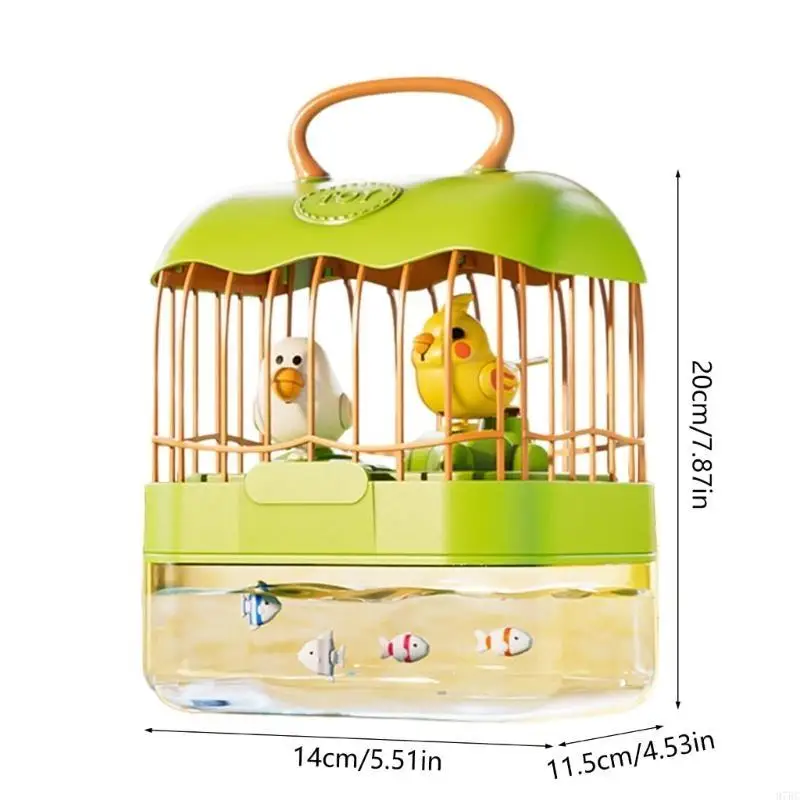 97BC Funny Electric Flapping Bird Musical Toy with Fish Bowl Gift for Baby Pet Musical Singing Glowing Parrot with