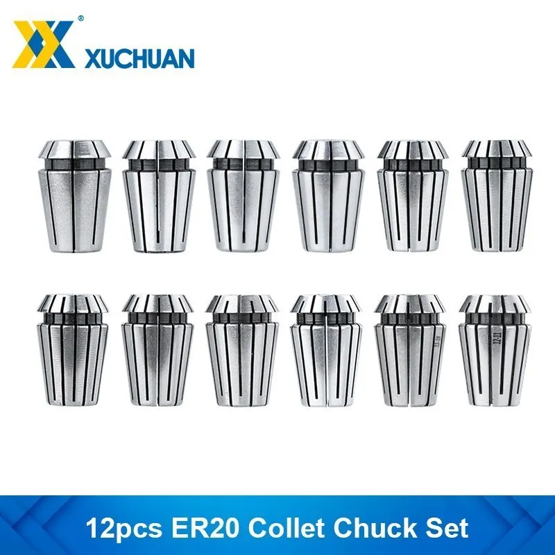 Spring Collet Chuck ER20 1-12mm 12pcs Collet Chuck Set Milling Cutter Tool Holder CNC Router Spring Chuck for Engraving Machine 