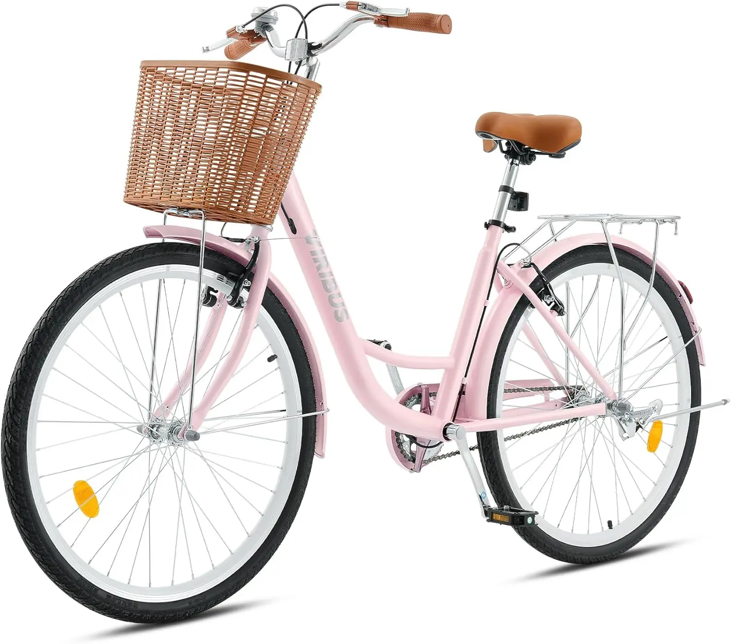 Beach Cruiser Bike for Women, Female Cruiser Bike 24 26 in, Womens Bike with Basket 1 Speed, Cruiser Bike for Short Women with R