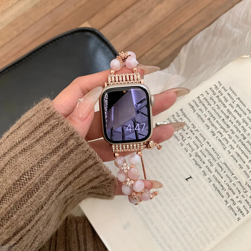 Металлический ремешок для Apple Watch Band 40 мм 38 41 42 мм 44 45 49, браслет со стразами для IWatch Series 7 8 SE 6 5 4 3 2, аксессуары для часов