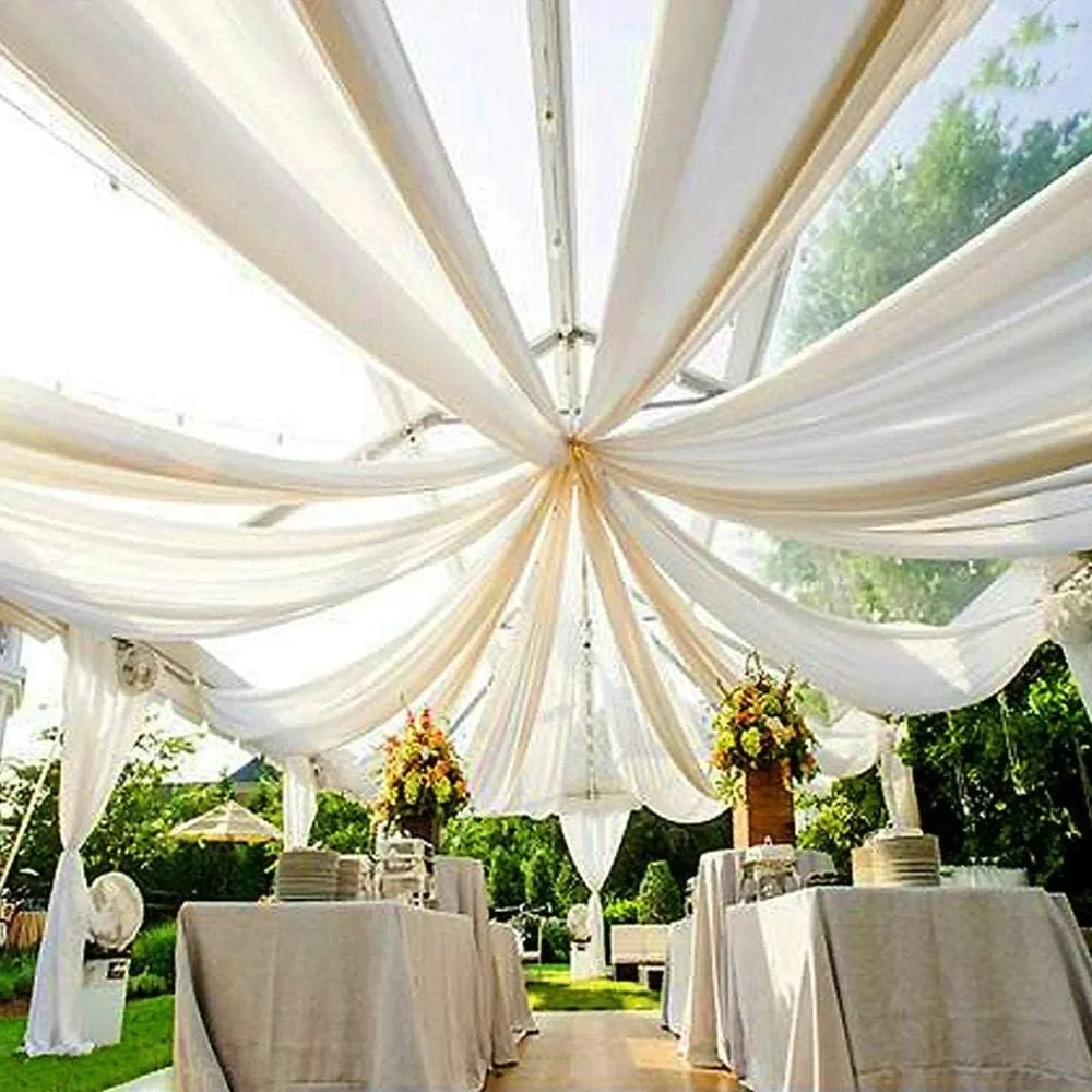 10 ft x 50 ft Ceiling Drapes for Wedding with 4