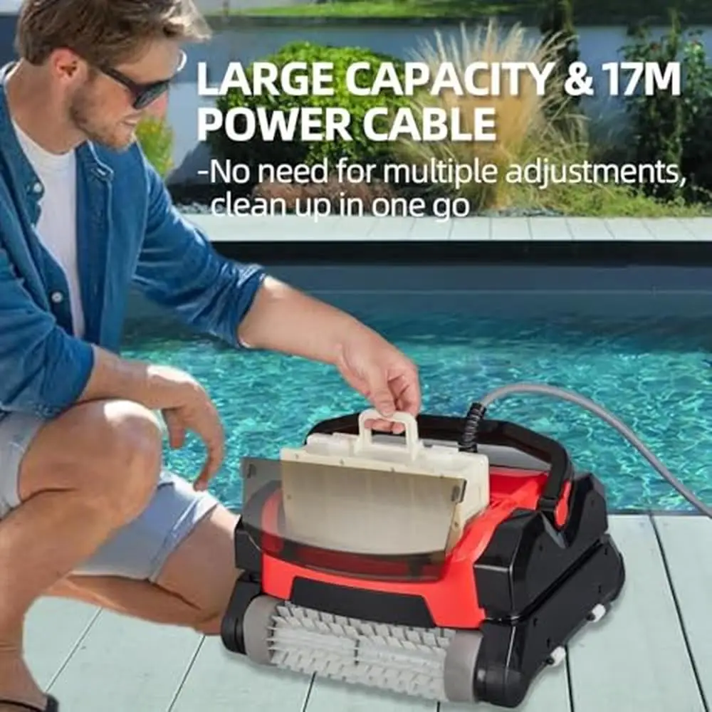 Pool Robotic Cleaner Dual Filter Baskets Automatic Wall Climbing 20 m³/h