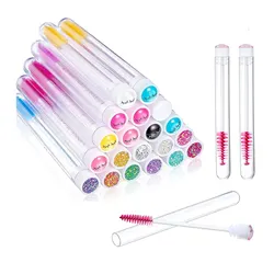 50Pc Reusable Eyebrow Brush Tube Eyelash Brush Eyebrow Brush Replaceable Dust-proof Sparkling Diamond Makeup Brush