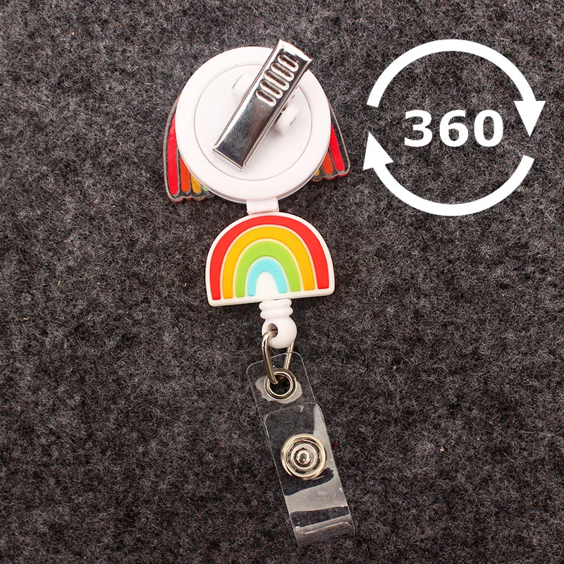 Creative Double Rainbow Style Badge Reel Nurse Workers Enfermera ID Holder Girl Boy Retractable Name Card Holder Accessory