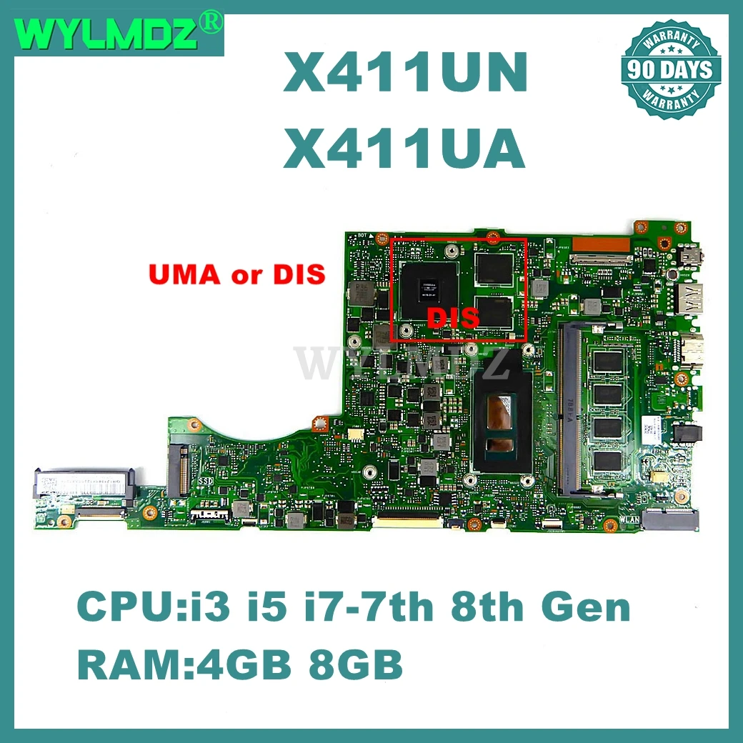 X411UA Motherboard For Asus S4000V X411UQ S4200V X411UF K411UN A411UF K411UQ X411UN X411UV F411UF A411UN X411U Laptop Mainboard