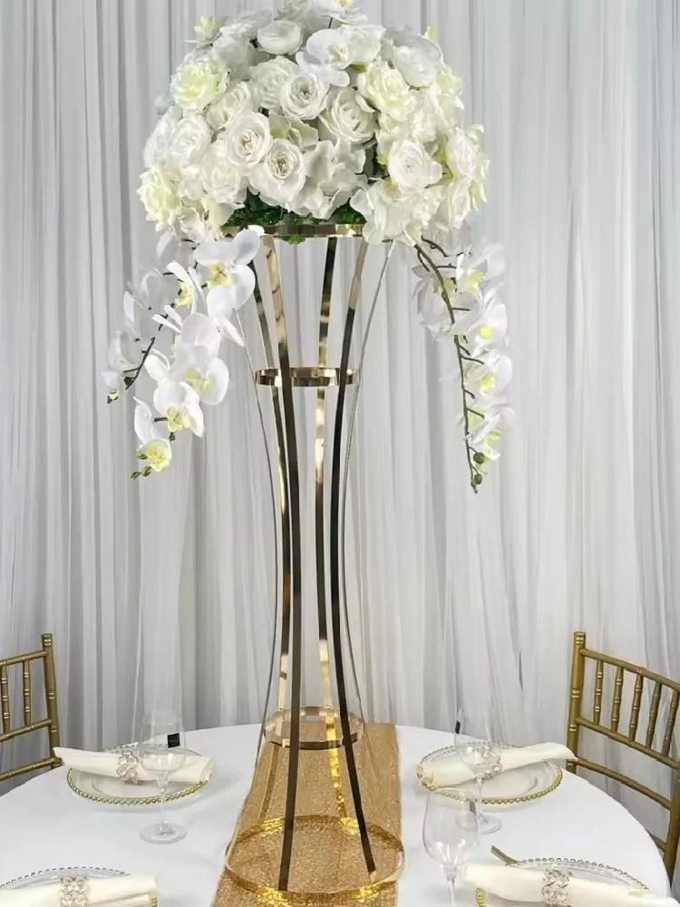 Vergoldeter Blumenständer 90 cm hoch für Hochzeitstischdekorationen – Detail 9