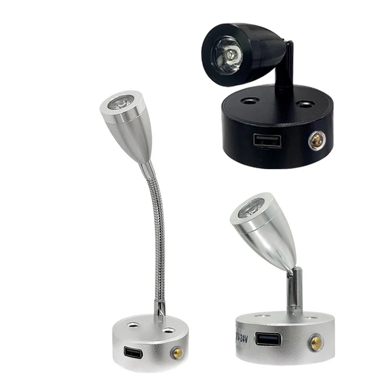 LED RV Light USB Wall Lamp 3W Marine Boat Illumination Lamps 12V Touch Dimmable LED Spot Lights RV Reading Decorative Lighting view 6