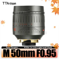 TTArtisan M 50mm F0.95 ASPH. Obiettivo per fotocamera full frame con apertura super grande per la fotografia di ritratti Leica M Mount M2 M3 M4 M5 M9