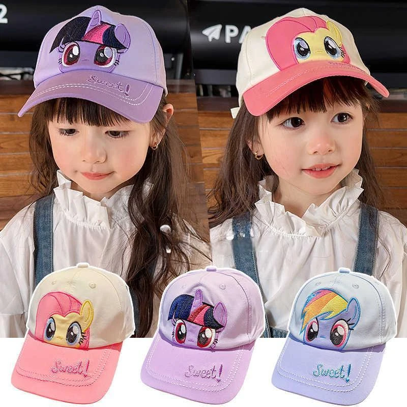 New My Little Pony Rainbow Dash Fluttershy Pinkie Pie Cartoon Kids Student Baseball Cap Creative Kawaii Sunscreen Girl Cap Gift