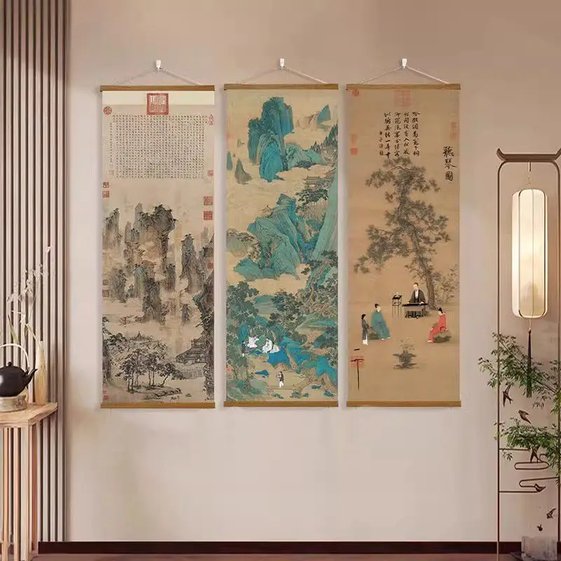 

Japanese Zen Dry Landscape Tapestry Wall Hanging, Ink Scroll Art for Tea Room Office Study Classroom Boutique Hostel Decor​