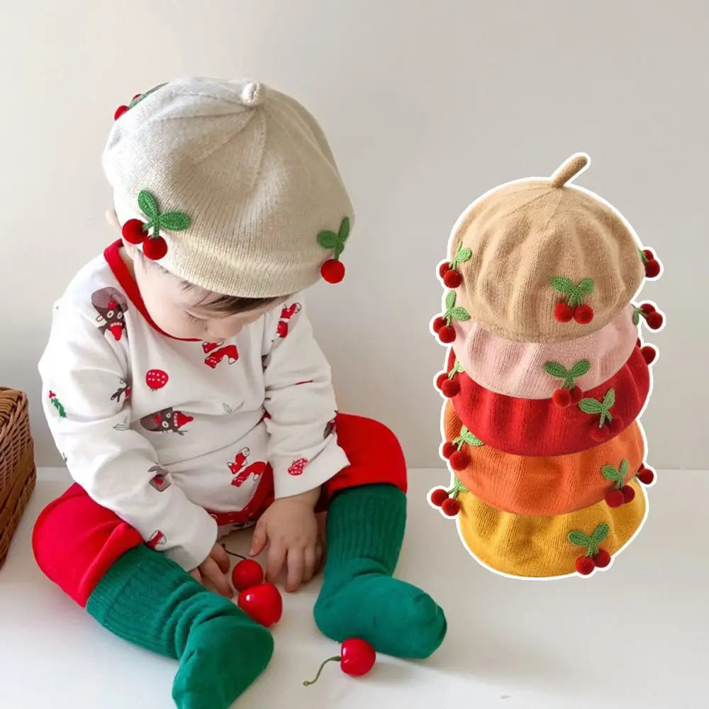 Warm Hat Knit Bonnet Baby Beret Hat Cute Soft Kids Knitted Hats Warmer Fashion Artist Painter Cap Baby Children Kids