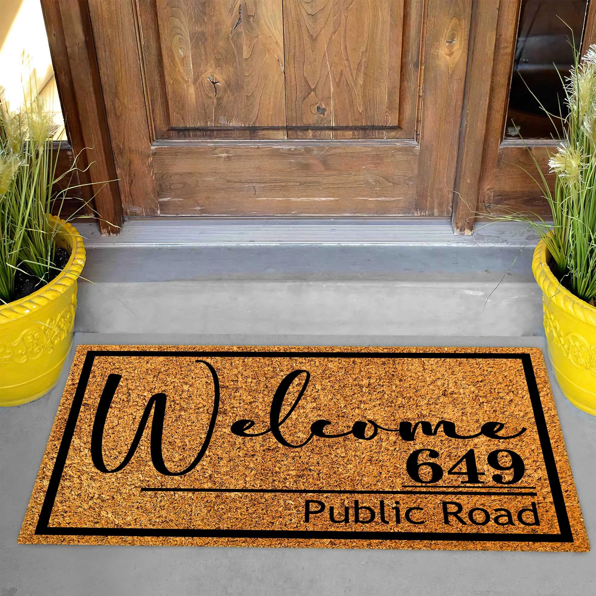 Custom Family Welcome Mat with House Number & Street Address Personalized Doormat Non Slip Entry Rug for Home Entrance Outdoor