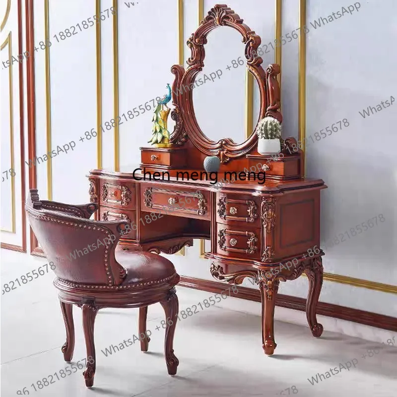 Y183 European dresser solid wood carving flower princess dressing cabinet makeup table bedroom dressing table