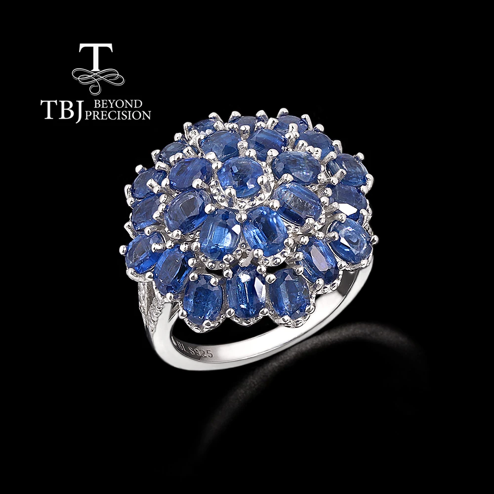 Flower design 925 sterling silver ring natural India Kyanite December Gemstone fine jewelry for women's festival daily wear