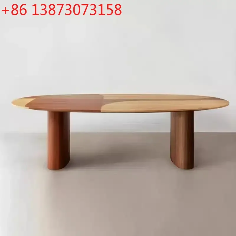 

Средневековый обеденный стол из цельного дерева, овальный прямоугольный светильник, роскошный дизайнерский креативный обеденный стол для гостиной9344