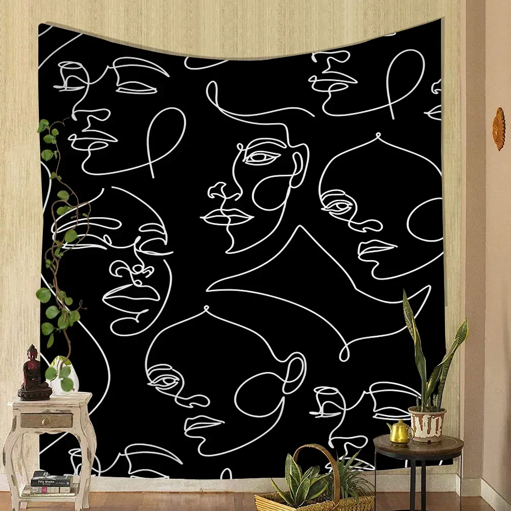 

Line Nude Couple Sexy Body Women Face Tapestry Printed Large Wall Tapestry Art Science Fiction Room Home Decor Decor Blanket