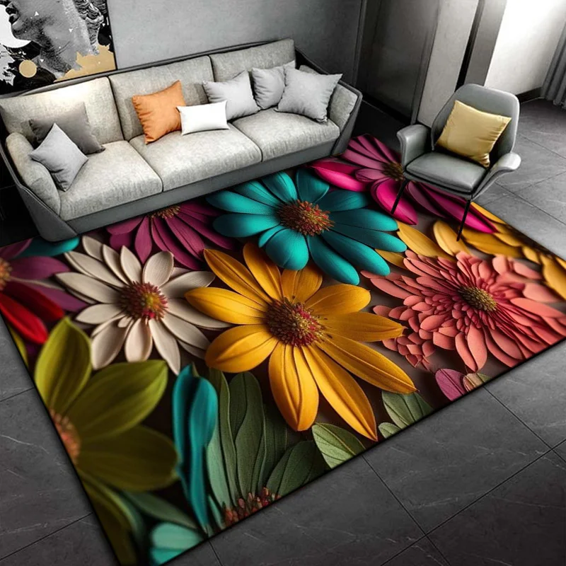 

Nordic 3D Daisy Flower Area Rug,Carpet Rug for Home Living Room Children Bedroom Sofa Doormat Decor, alfombra dormitorio