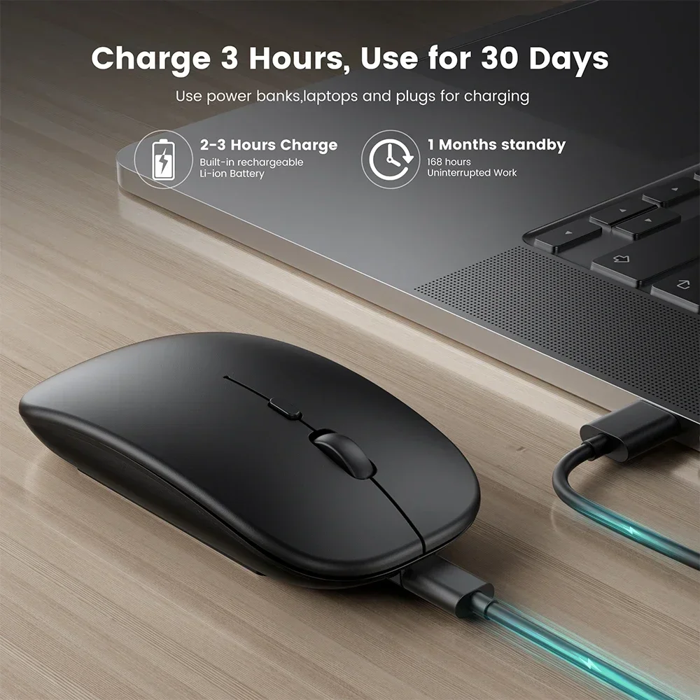 KEBIDUMEI Dual Mode Bluetooth 2.4G Wireless Mouse Rechargeable Silent Mice Utrathin RGB Backlit Gaming Mouse for Laptop Macbook