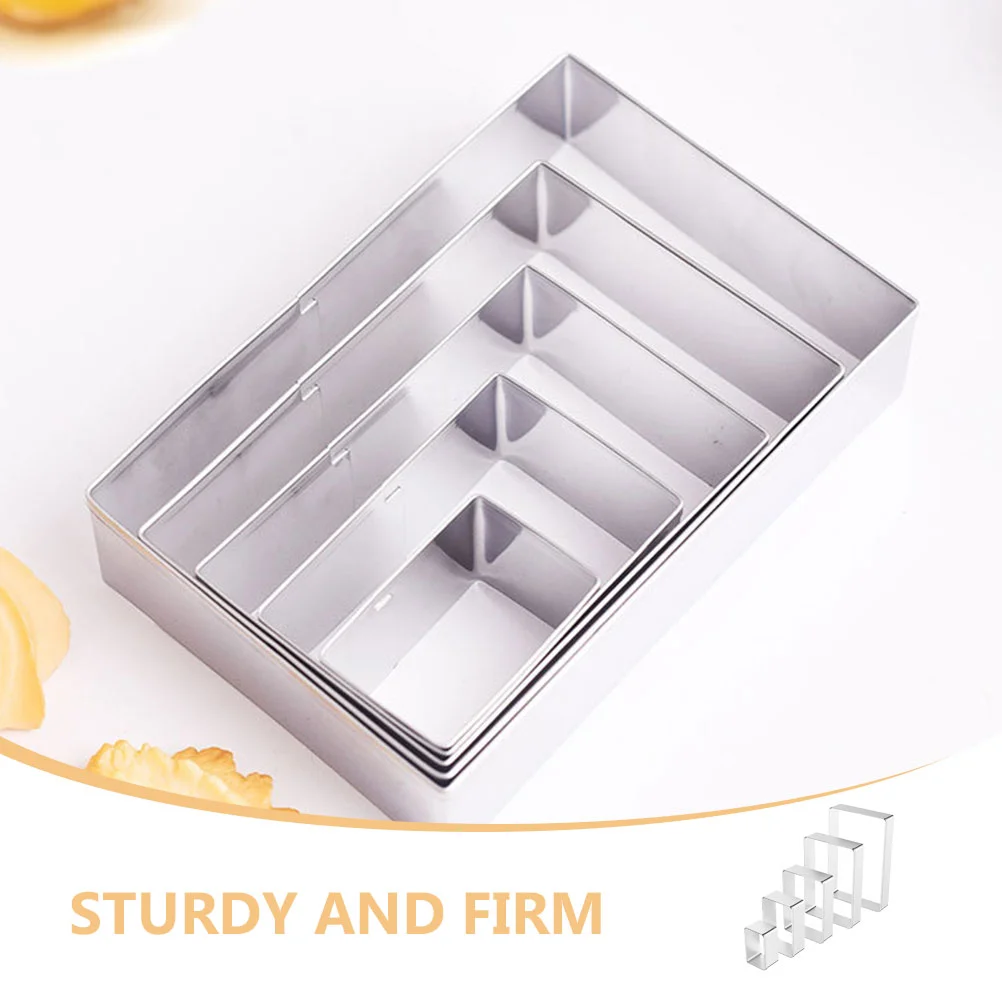 5 Pcs Biscuit Mold Cake Pops Stainless Steel Rectangular Cookie Dough Press Tool