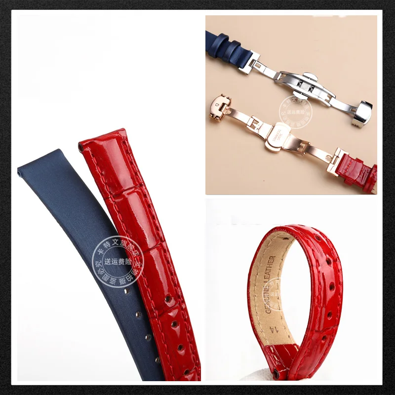 سوار ساعة من الجلد للنساء ، متكيف مع سلسلة لغات الزهور ، مشبك فراشة ، 14 ، LA802008 ،