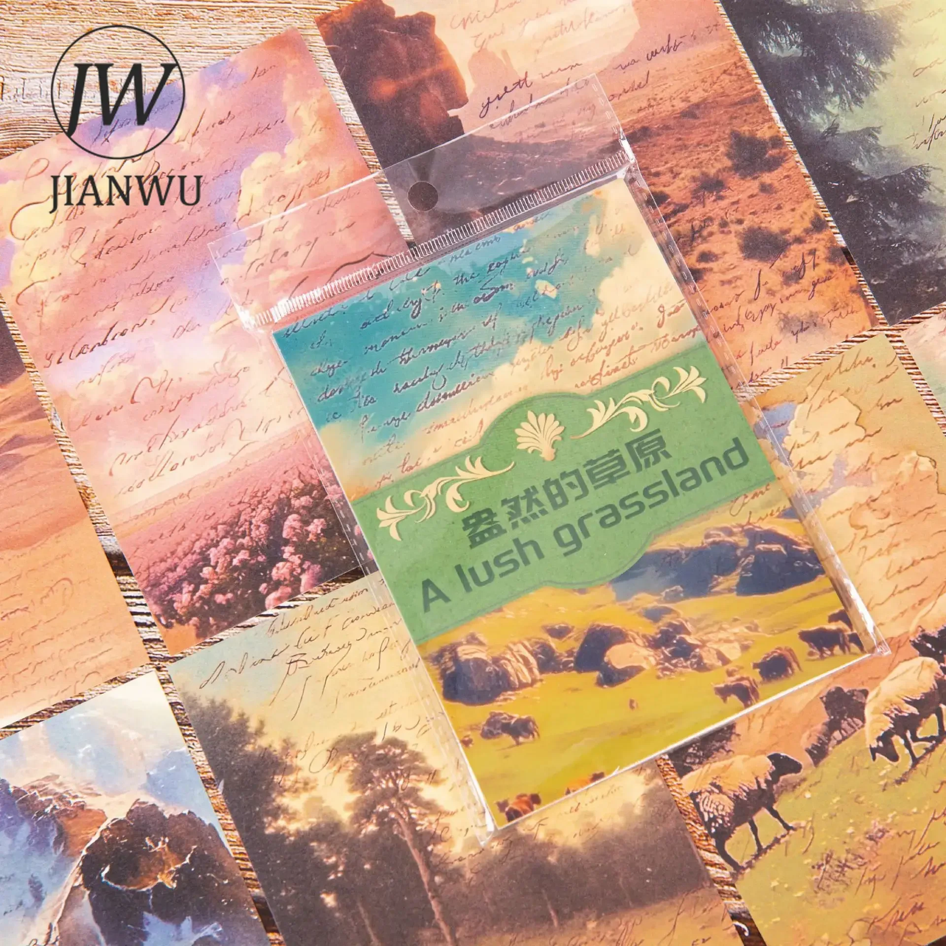 JIANWU Nature Scenery Series Vintage English Text Collage Decor Material Paper Creative DIY Journal Scrapbooking Stationery