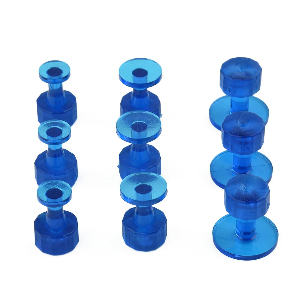 9pcs Car Dent Repair Tools Paintless Dent Puller Kit Auto Body Paint Suction Cup Adhesive Blue Glue Tabs