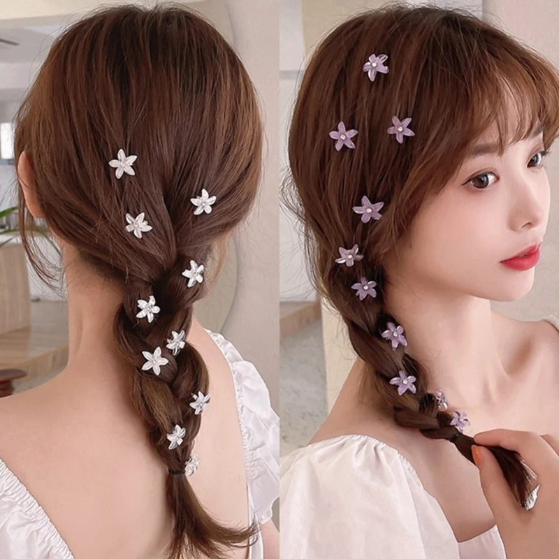 10 PCS Sparkling Hair Clip Girls Hairpins Strong Hold and Non-Slip Delicate Floral Crystal Rhinestones Hair Jewelry