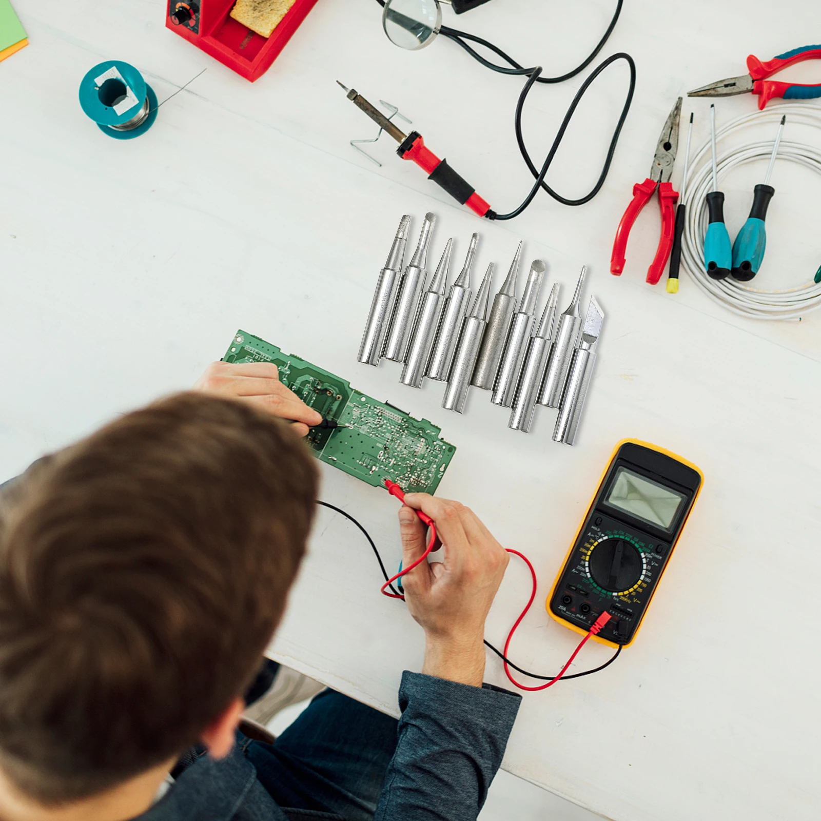 1 Zestaw Wymiennych Końcówek do Lutownicy Wielofunkcyjny Miedziany Wytrzymały Zestaw Końcówek do Lutowania do Stacji Lutowniczych