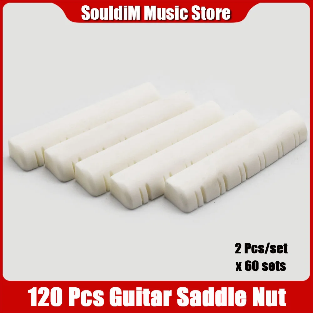 120pcs A Set Bone 12 String Acoustic Guitar Nut and Bridge Saddle ( Nut Size 49x6x9.2-8.7mm Bridge Size 76x3x9mm)