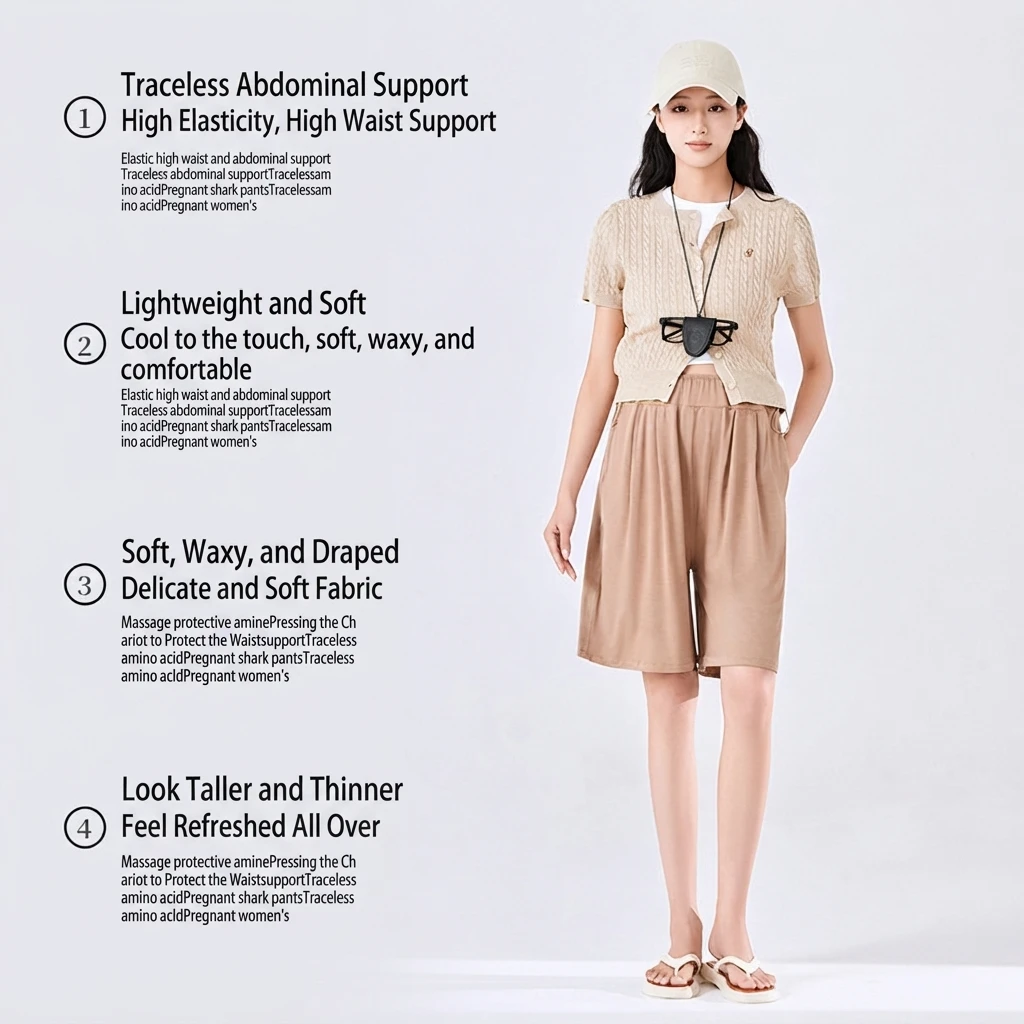 Maternity Shorts Summer Thin Loose High Waist Viscose Casual Versatile Comfortable Pants for Pregnant Women