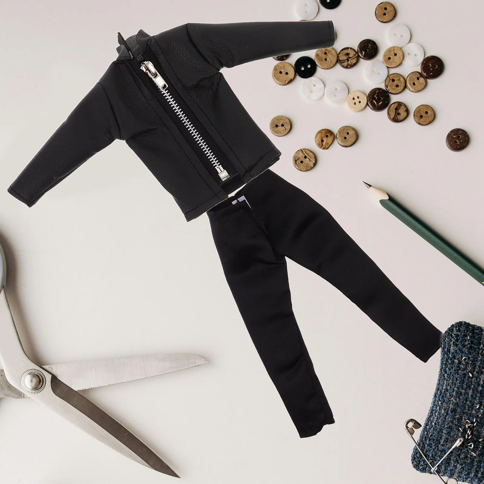 1 set 1 Set 11 Inch Boy Clothing Pu Jacket Pants Outfit For Dress Up Prince Groom Suit Fashionable Play Accessory