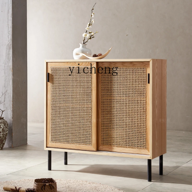 

XL Nordic Rattan Sideboard Cabinet Japanese-Style Solid Wood Locker Multi-Functional Display Cabinet