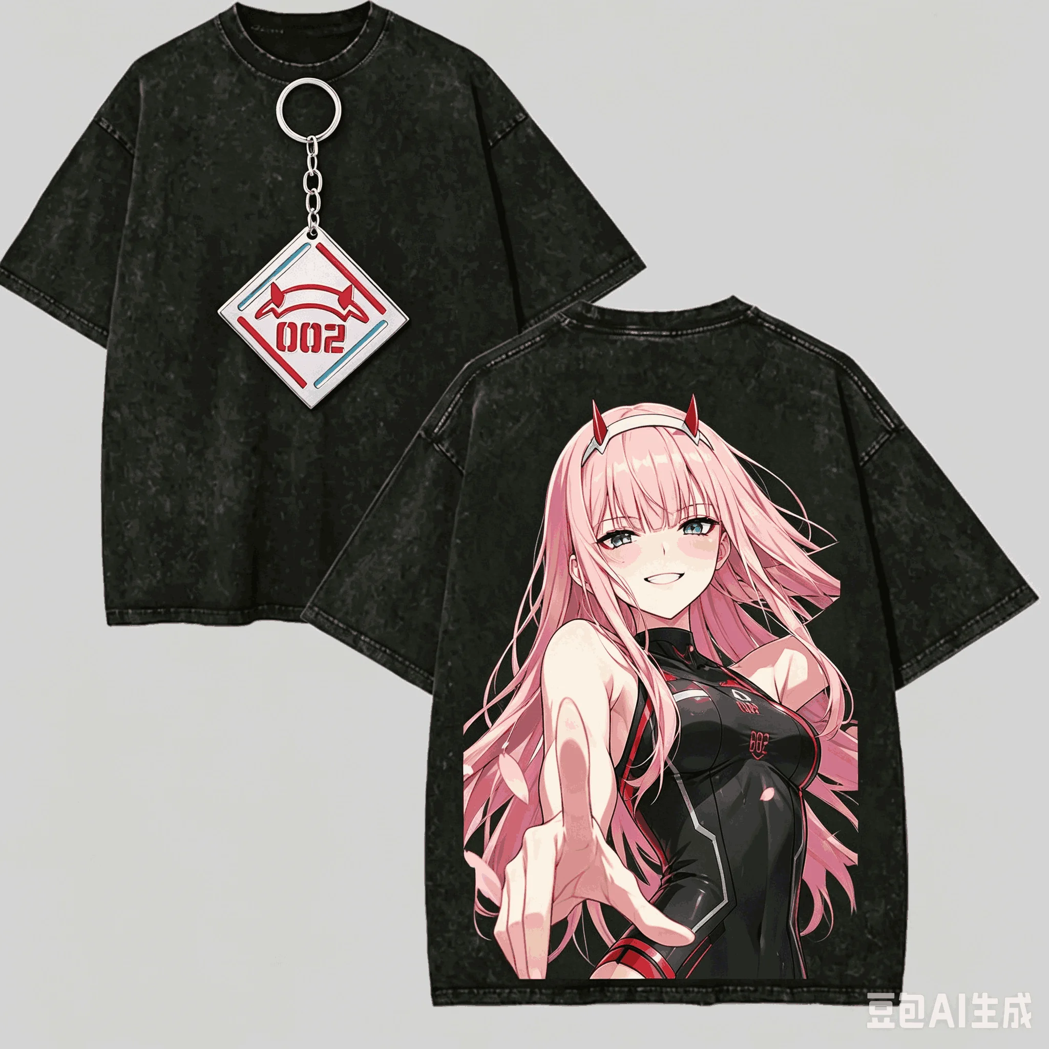 Darling in The Franxx Washed T Shirt Anime Lover Harajuku New Model Oversized Unisex High Quality Vintage Loose Plus Size Tops