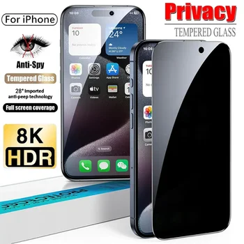 IPhone 15 için tam kapak gizlilik ekran koruyucu 11 12 13 14 Pro Max 8 artı en iyi 8K Anti-spy cam iPhone 13 Mini XR XS MAX