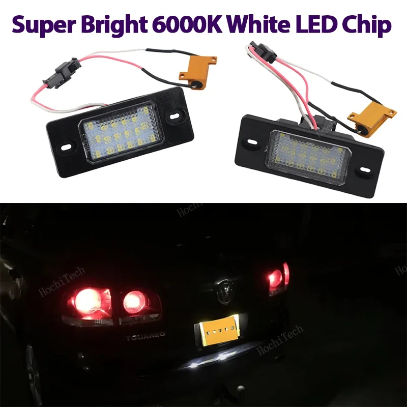2Pcs LED Car Number License Plate Light 12V For VW Tiguan 09-12 Golf 5 Touareg MK1 Passat B5.5 Porsche Cayenne 955 957 2002-2010