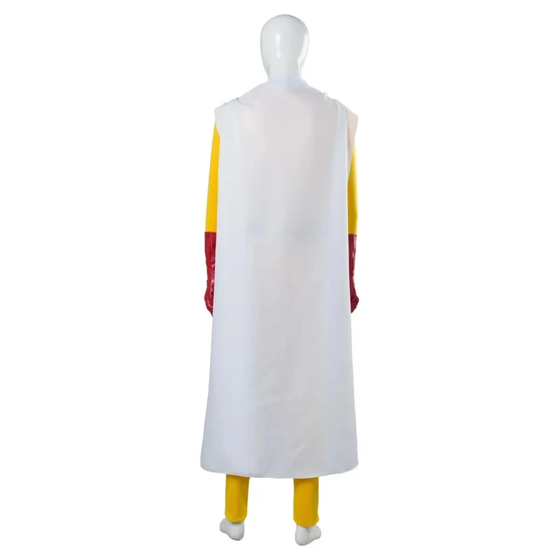 

x,3;f\6;h/NewAnime One Punch Man Costumes Saitama Yellow Jumpsuit with White Cloak SuperHero Suit Cosplay Cost6;j'3\y,8/