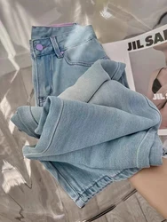 Oversized Ice Silk Jeans 2024 New Women's Summer Thin High Waist Slim Fit Straight Denim Trousers Casual Loose Wide leg Pants