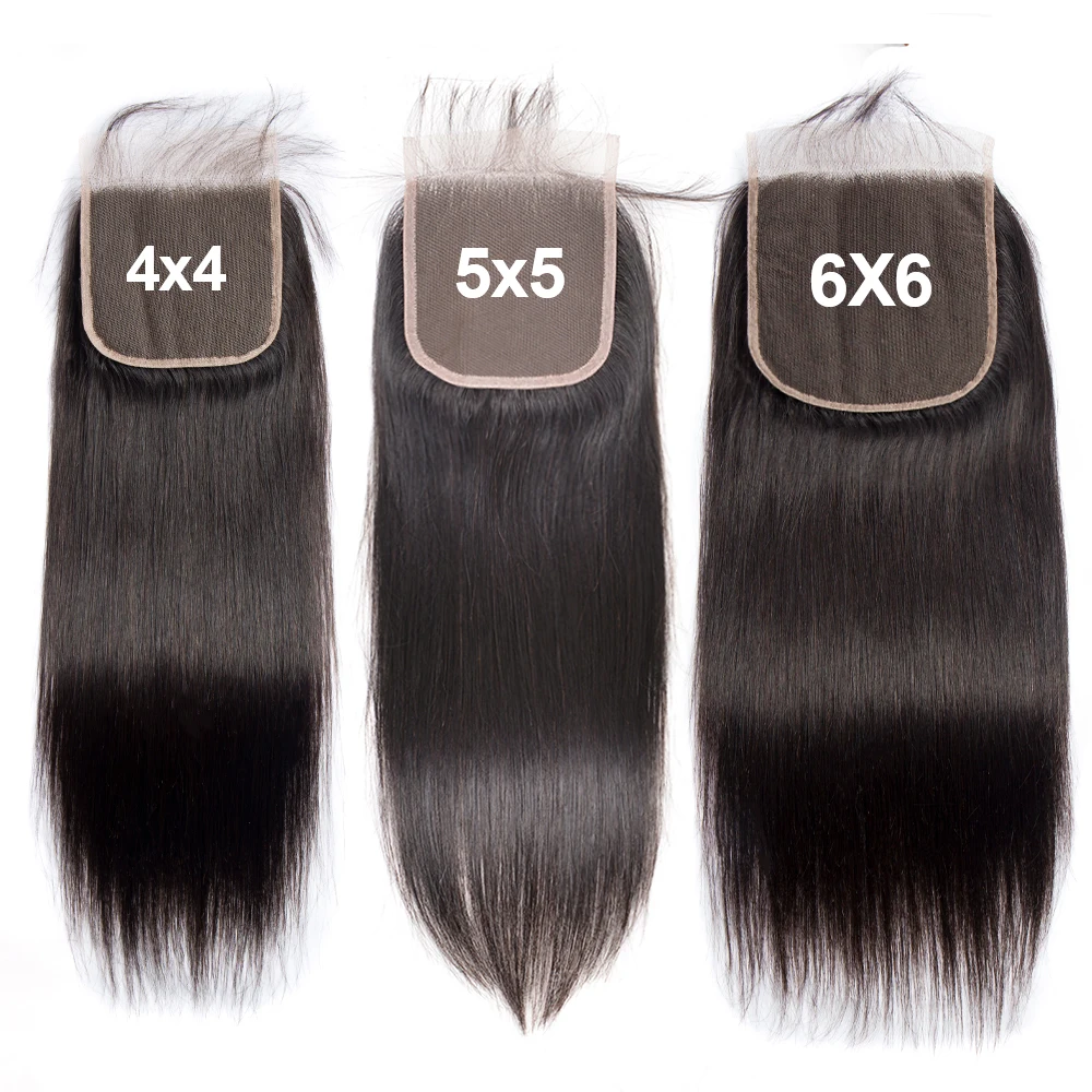 وصلات شعر مستقيمة من Megeen للنساء ، إغلاق دانتيل شفاف عالي الدقة ، انتزع مسبقًا ، خط شعر طبيعي ، لون أسود ، 4x4 ، 5x5 ، 6x6