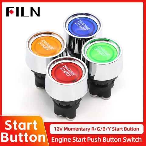 FILN 12V Interruptor de ignição momentâneo LED Metal Shell 50A 3 pinos SPST ON OFF Fácil instalação para carros Marine RV