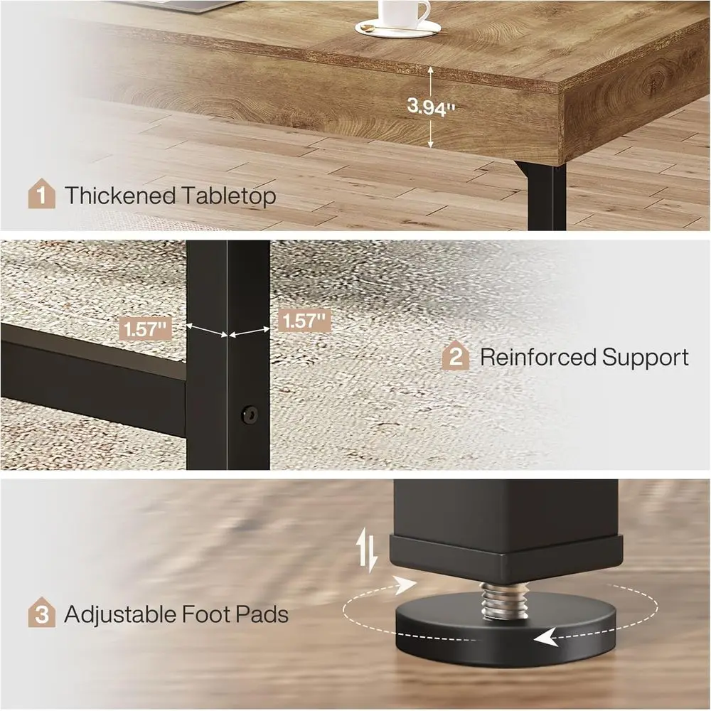 Rustic 55-Inch Industrial Style Home Office Desk with Metal Legs for Laptop, Study, and Business Meetings